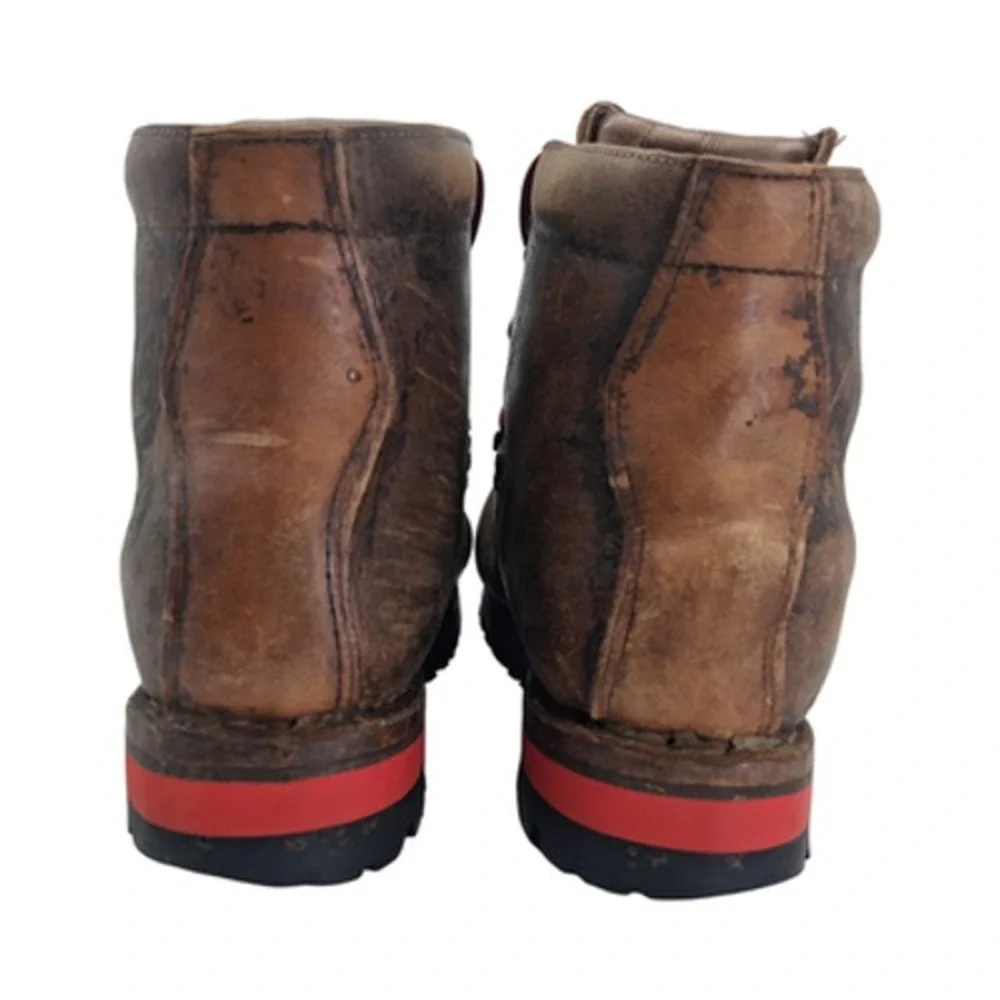 Vintage Raichle LeatherBoots Mens Size 9 Wide Brown Hiking Vibram Ankle Trail